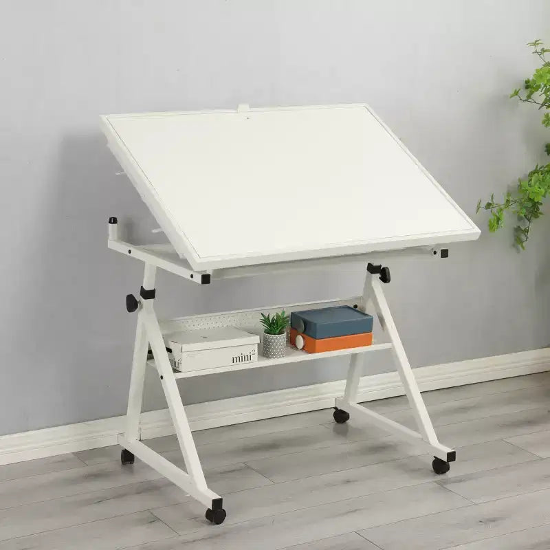 Table de puzzle en métal et bois modernes avec 4 tiroirs de rangement