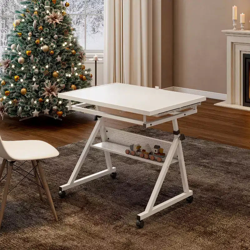 Table de puzzle en métal et bois modernes avec 4 tiroirs de rangement