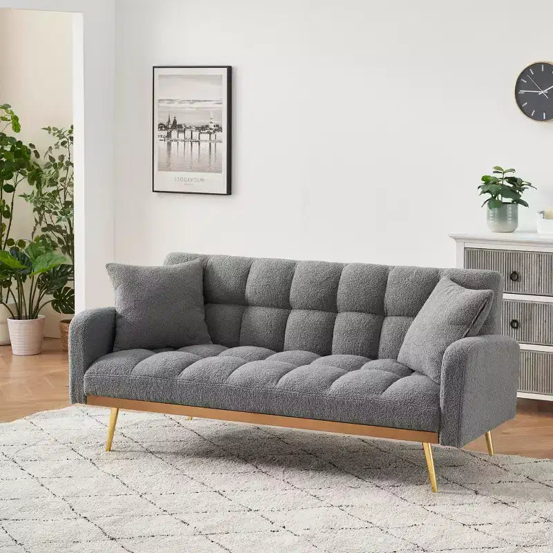 Canapé-lit moderne en tissu bouclette avec dossier réglable