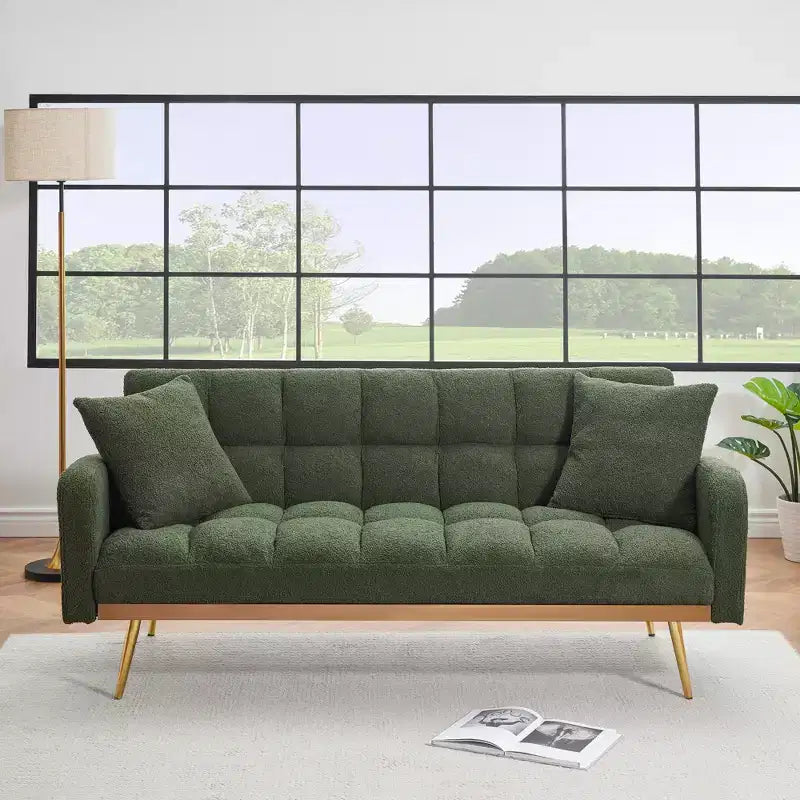 Canapé-lit moderne en tissu bouclette avec dossier réglable