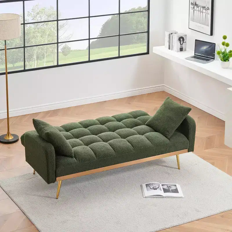 Canapé-lit moderne en tissu bouclette avec dossier réglable