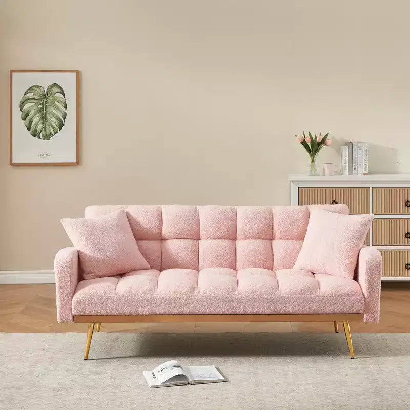 Canapé-lit moderne en tissu bouclette avec dossier réglable