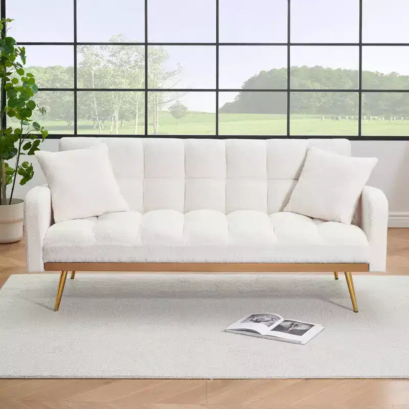 Canapé-lit moderne en tissu bouclette avec dossier réglable
