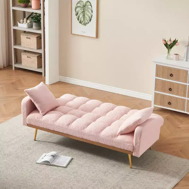 Canapé-lit moderne en tissu bouclette avec dossier réglable