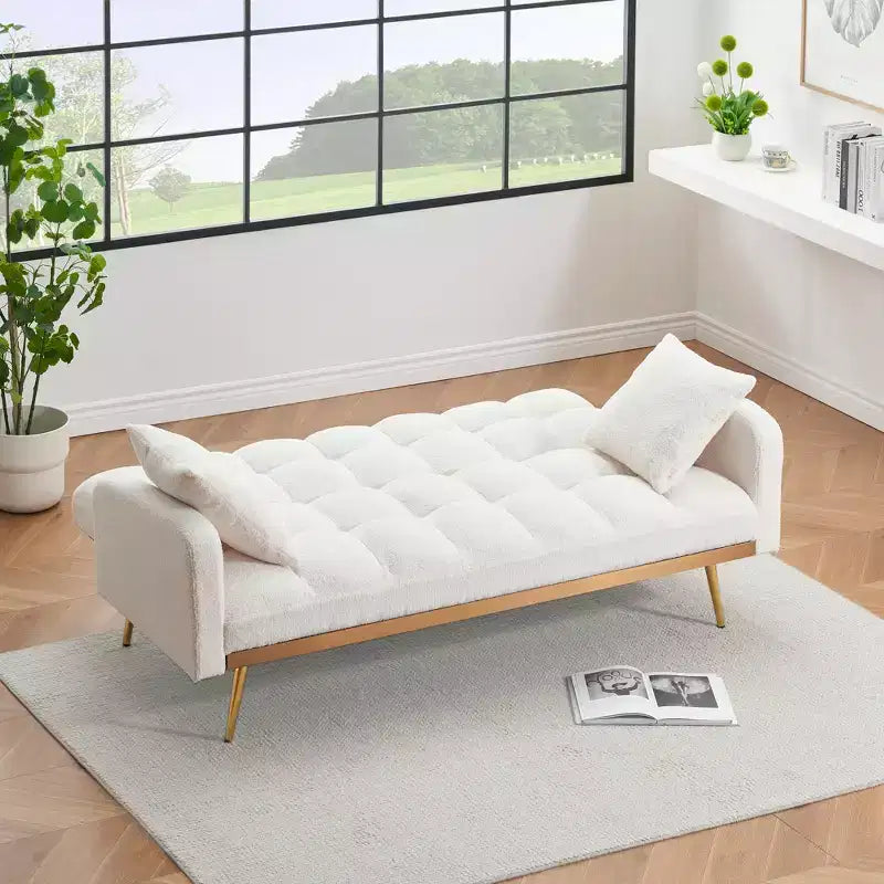 Canapé-lit moderne en tissu bouclette avec dossier réglable