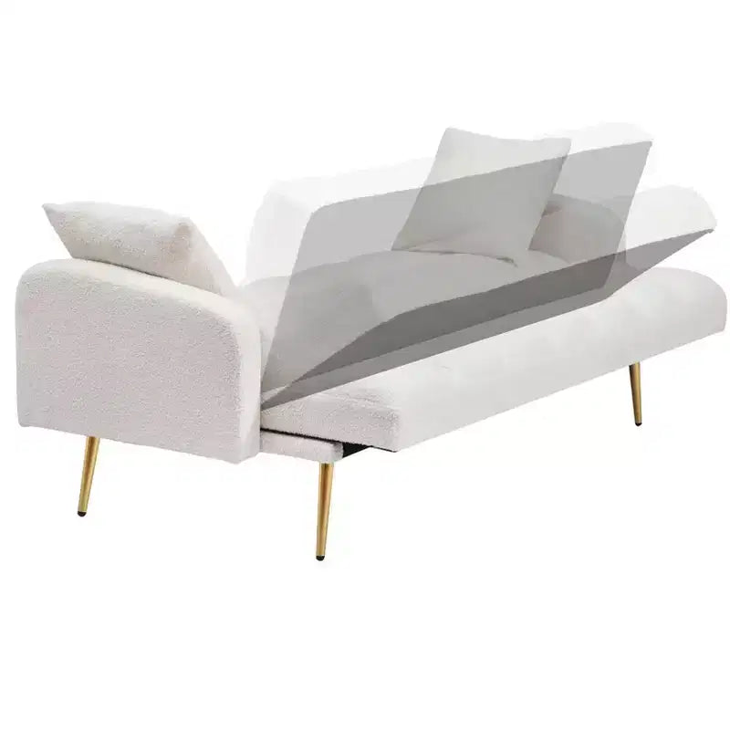 Canapé-lit moderne en tissu bouclette avec dossier réglable
