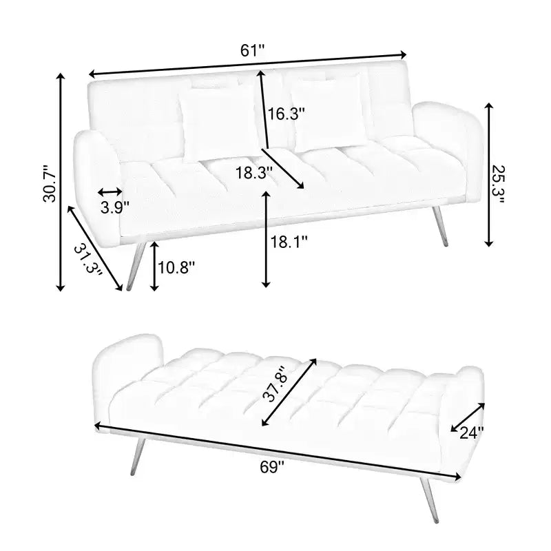 Canapé-lit moderne en tissu bouclette avec dossier réglable