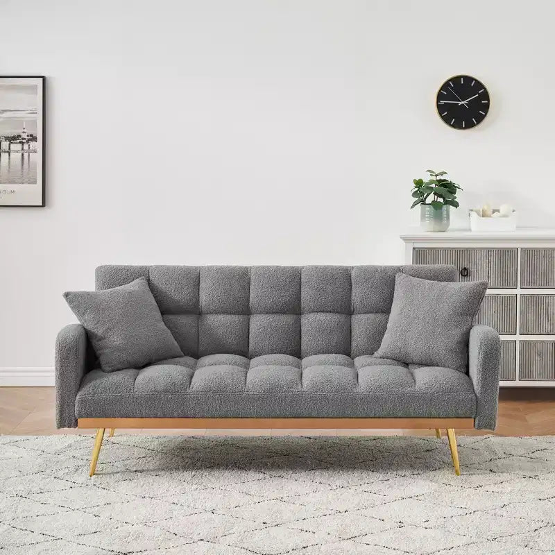 Canapé-lit moderne en tissu bouclette avec dossier réglable