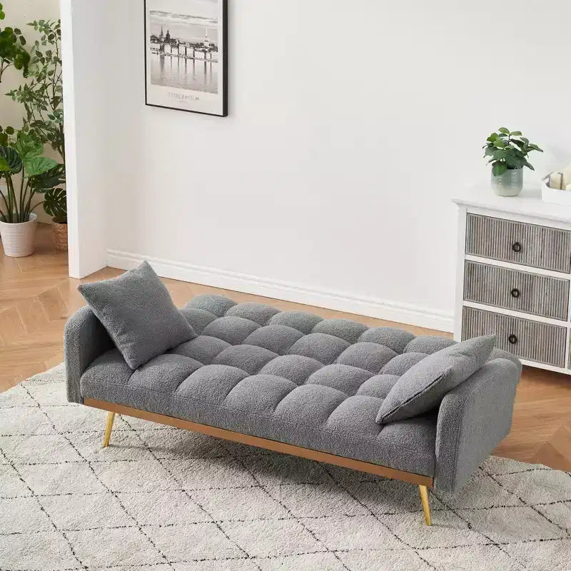 Canapé-lit moderne en tissu bouclette avec dossier réglable