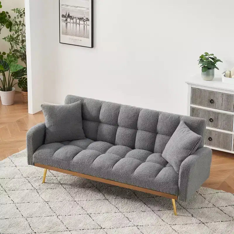 Canapé-lit moderne en tissu bouclette avec dossier réglable