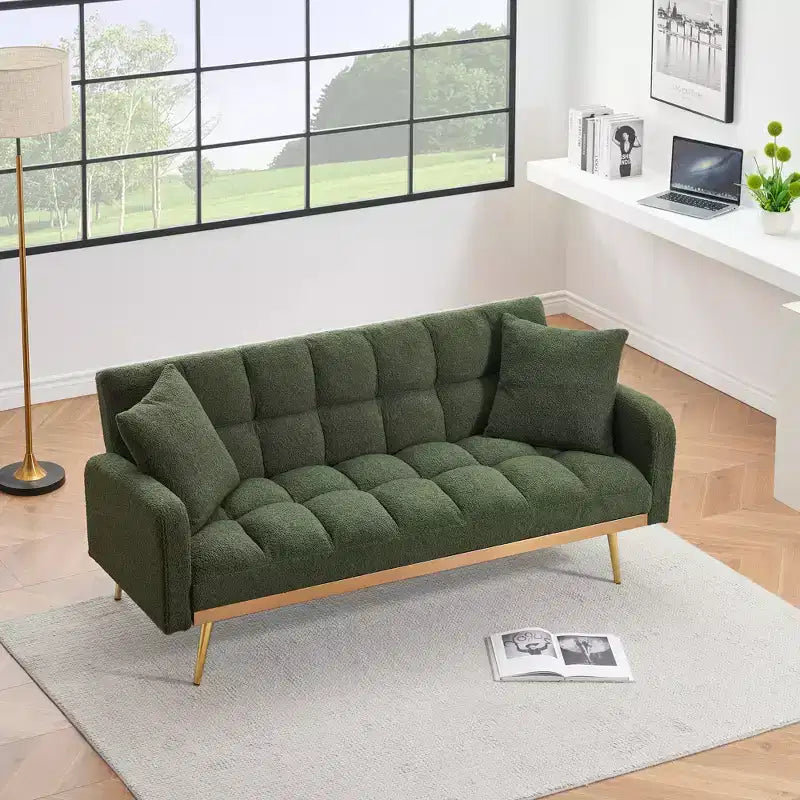 Canapé-lit moderne en tissu bouclette avec dossier réglable