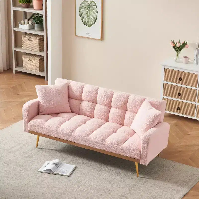 Canapé-lit moderne en tissu bouclette avec dossier réglable