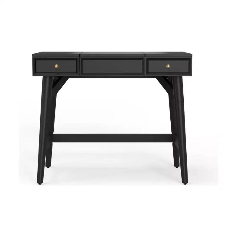 Coiffeuse de chambre Mid-Century avec miroir relevable, Noir