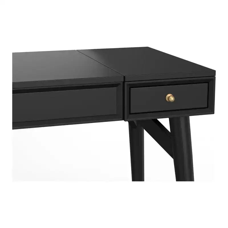 Coiffeuse de chambre Mid-Century avec miroir relevable, Noir