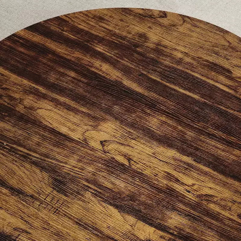 Table basse de ferme ronde avec étagère de rangement, table de salon rustique à 2 niveaux avec pieds métalliques incurvés