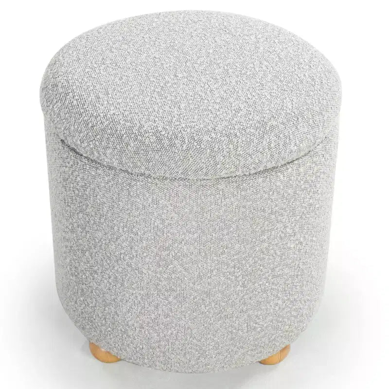 Pouf de rangement rond en tissu bouclé