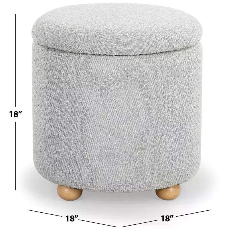 Pouf de rangement rond en tissu bouclé