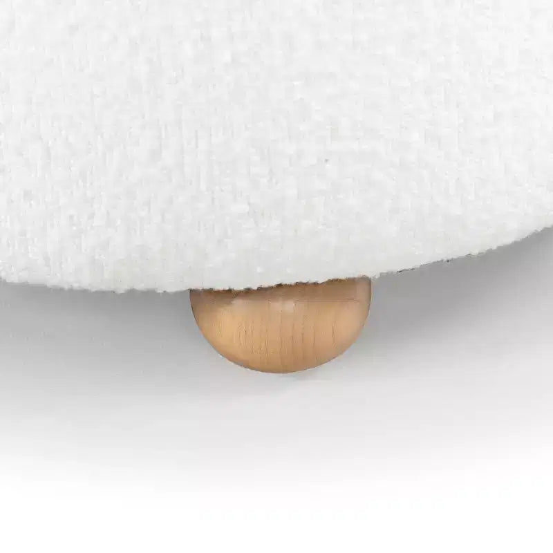 Pouf de rangement rond en tissu bouclé