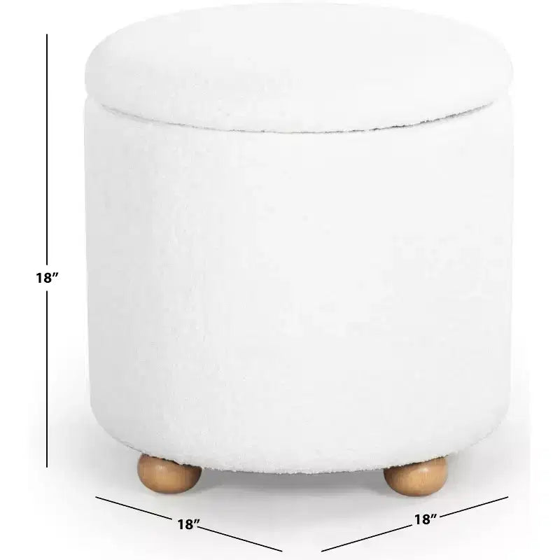 Pouf de rangement rond en tissu bouclé