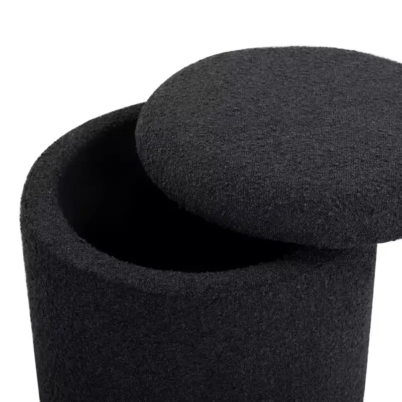 Pouf de rangement rond en tissu bouclé