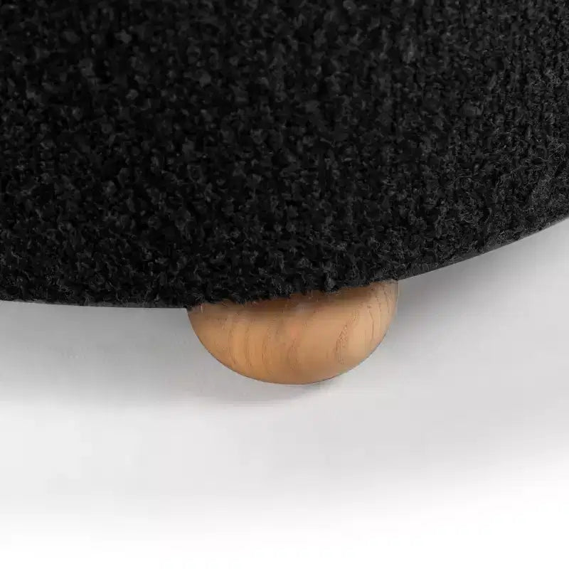Pouf de rangement rond en tissu bouclé