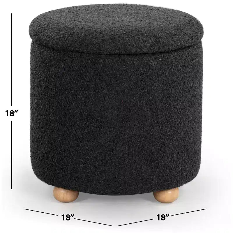 Pouf de rangement rond en tissu bouclé