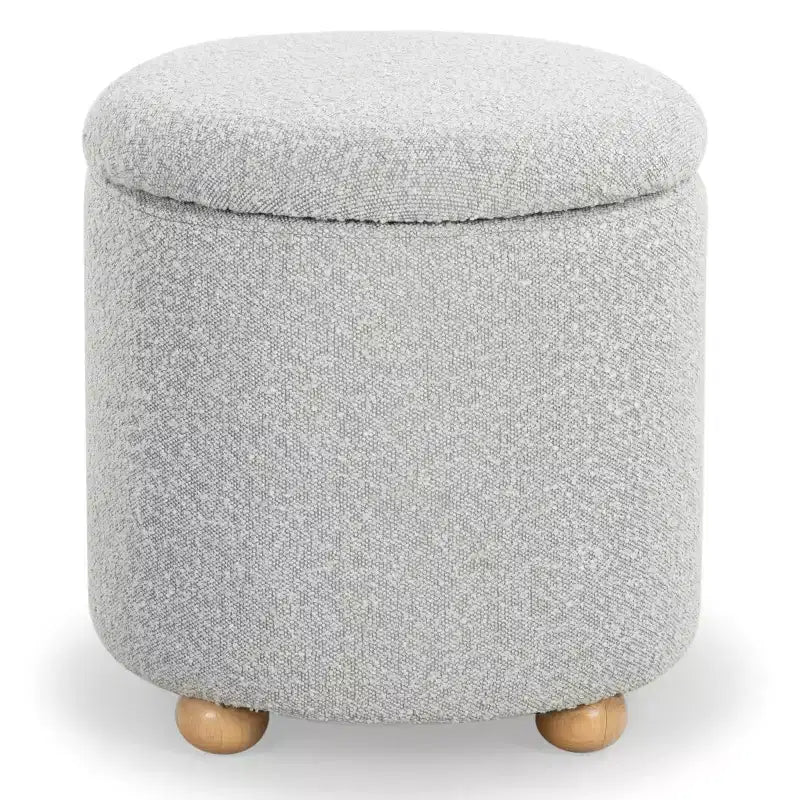 Pouf de rangement rond en tissu bouclé