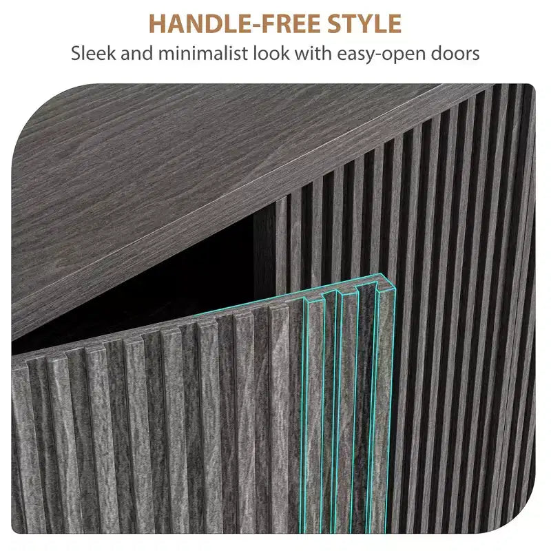 Meuble à chaussures en bois de 117 cm avec porte cannelée - Rangement réglable pouvant contenir 30 à 35 paires pour l'entrée et le salon