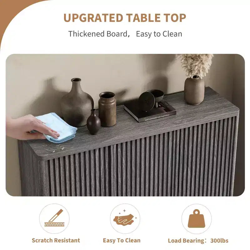 Meuble à chaussures en bois de 117 cm avec porte cannelée - Rangement réglable pouvant contenir 30 à 35 paires pour l'entrée et le salon