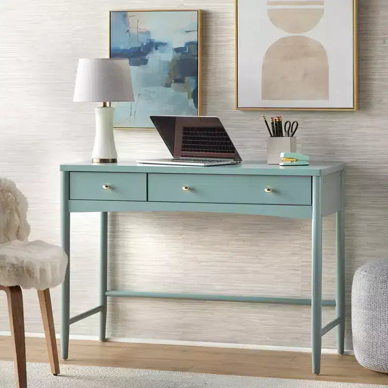 Bureau 2 tiroirs avec cadre en bois de pin