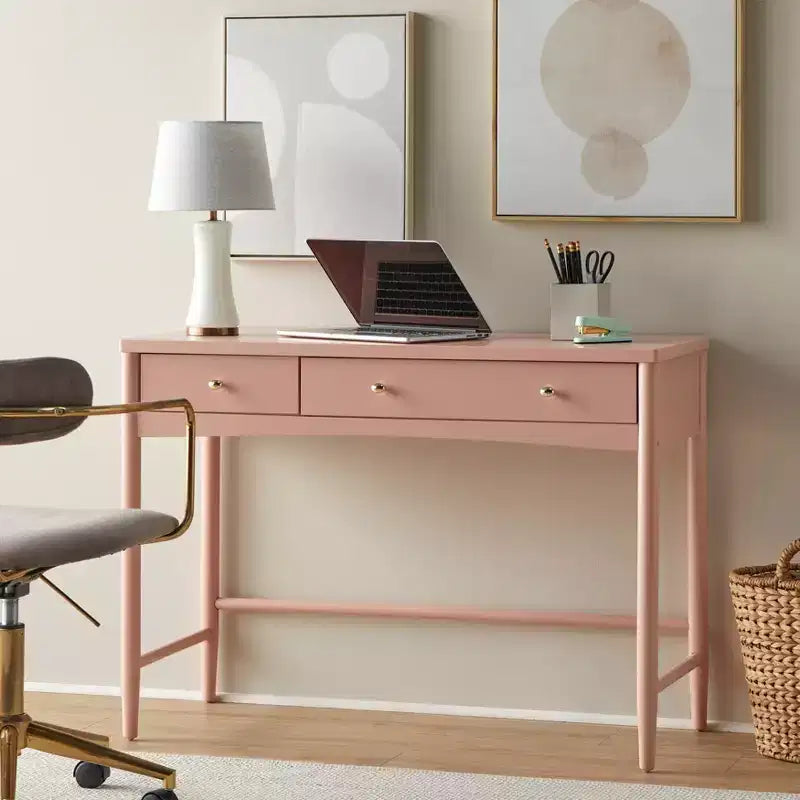 Bureau 2 tiroirs avec cadre en bois de pin