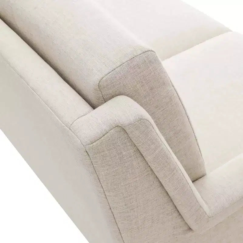 Canapé en tissu noir/beige : revêtement en polyester, cadre en métal, style moderne, 3 places
