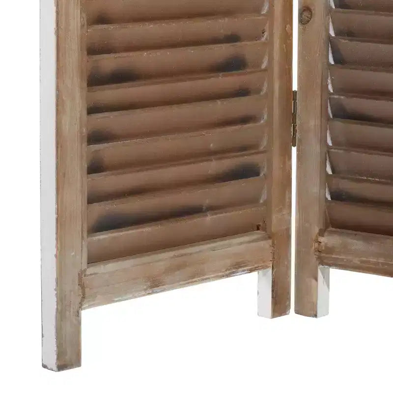 Paravent en bois style rustique, crème, 3 panneaux