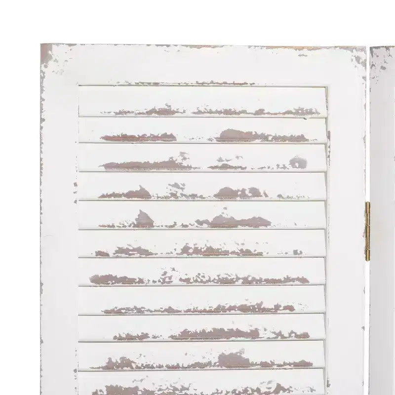Paravent en bois style rustique, crème, 3 panneaux