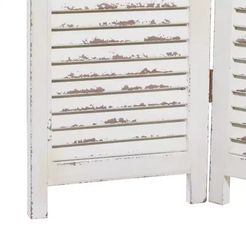Paravent en bois style rustique, crème, 3 panneaux