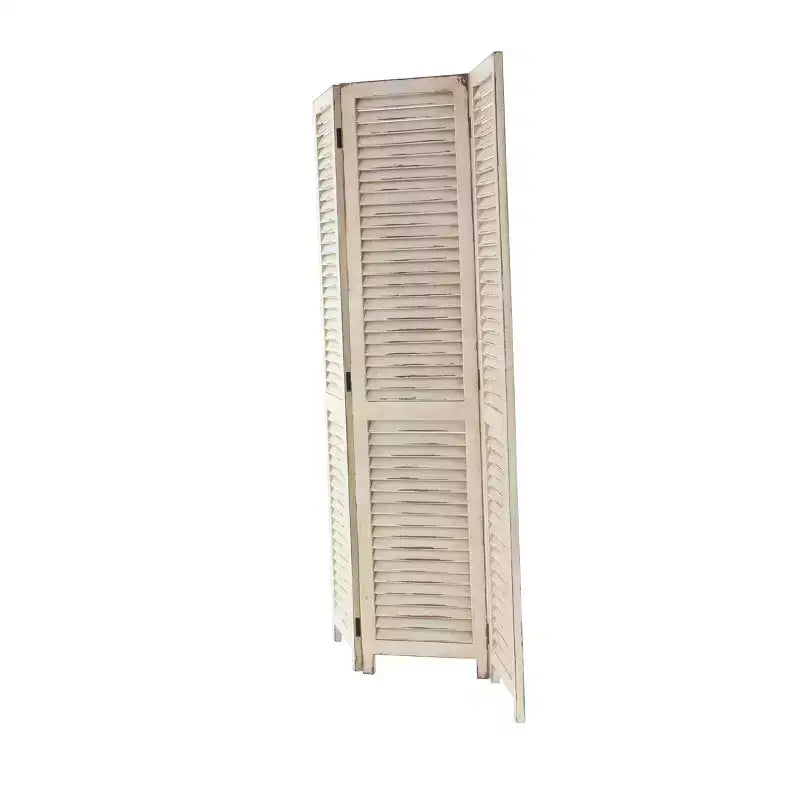 Paravent en bois style rustique, crème, 3 panneaux