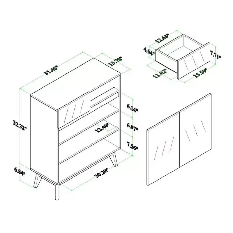 Meuble à chaussures en bois, Noyer Marron, Rangement d'entrée, Contient 12 paires