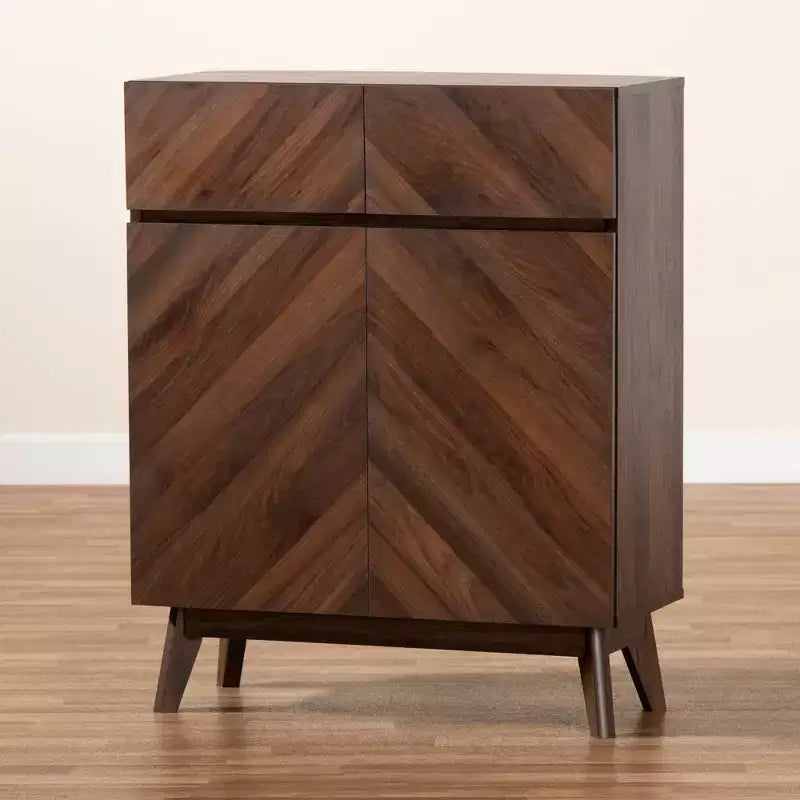 Meuble à chaussures en bois, Noyer Marron, Rangement d'entrée, Contient 12 paires