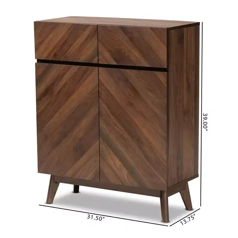Meuble à chaussures en bois, Noyer Marron, Rangement d'entrée, Contient 12 paires