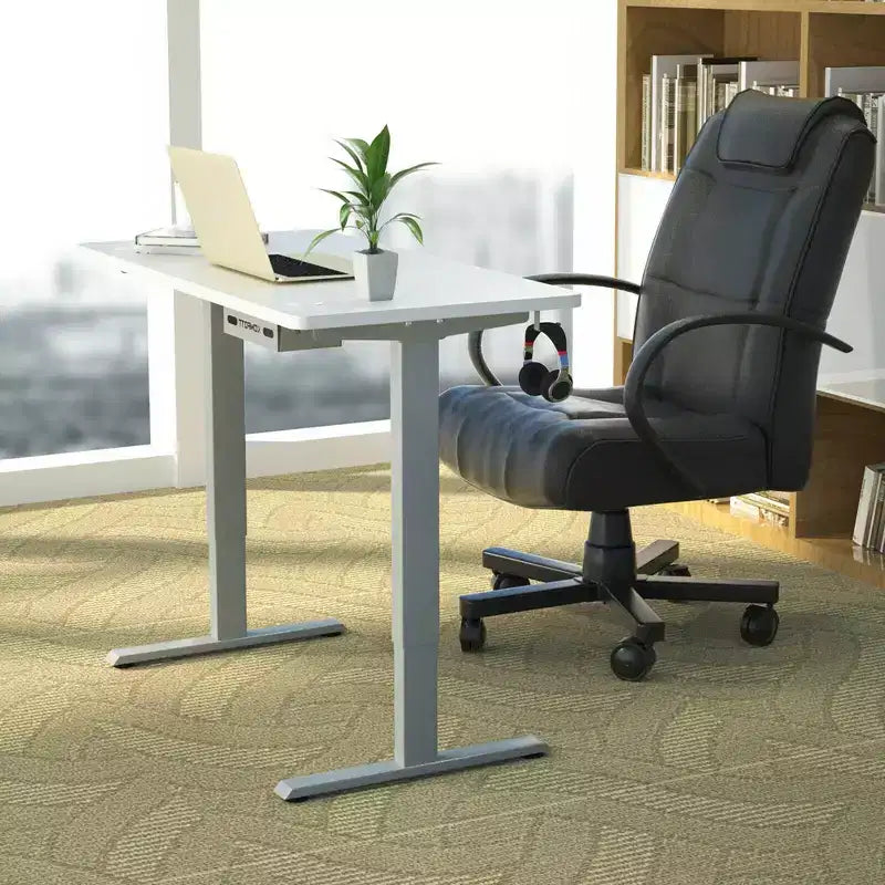 Bureau électrique assis-debout, hauteur réglable, double moteur, blanc/noir/gris