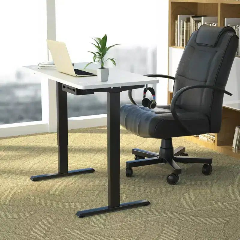 Bureau électrique assis-debout, hauteur réglable, double moteur, blanc/noir/gris