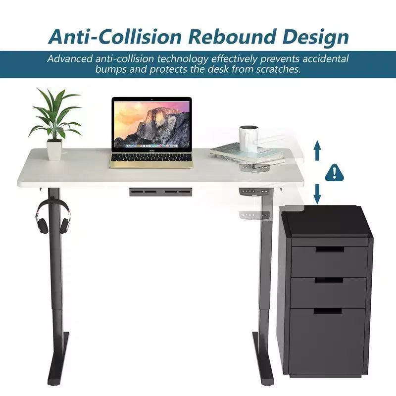 Bureau électrique assis-debout, hauteur réglable, double moteur, blanc/noir/gris