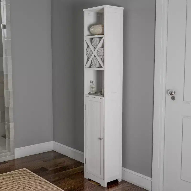 Meuble de Rangement Haut en Lin avec Séparateur et Étagères Réglables