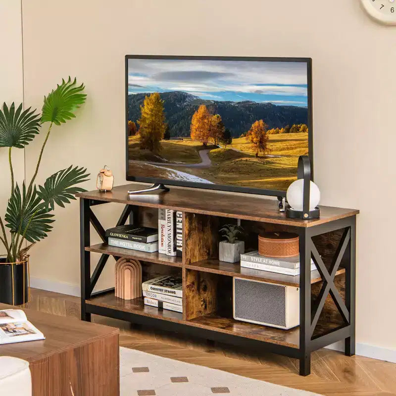 Meuble TV pour téléviseurs jusqu'à 55", avec étagères de rangement