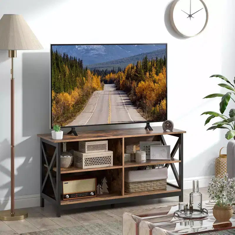 Meuble TV pour téléviseurs jusqu'à 55", avec étagères de rangement