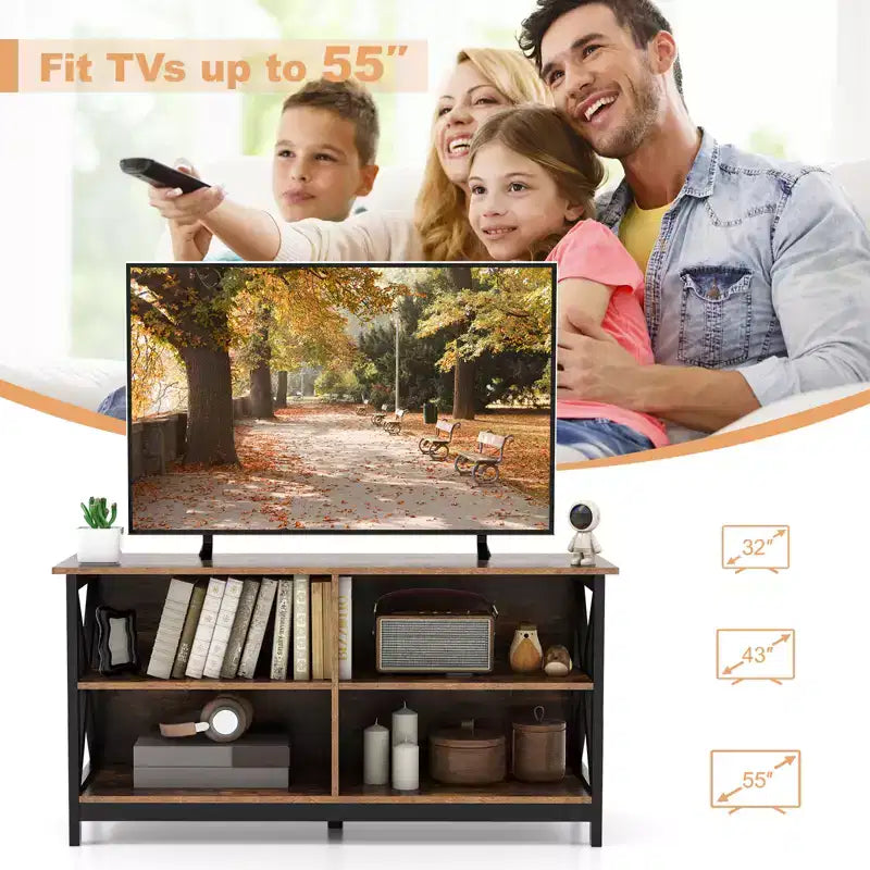 Meuble TV pour téléviseurs jusqu'à 55", avec étagères de rangement