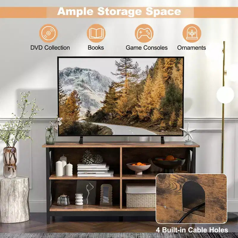 Meuble TV pour téléviseurs jusqu'à 55", avec étagères de rangement