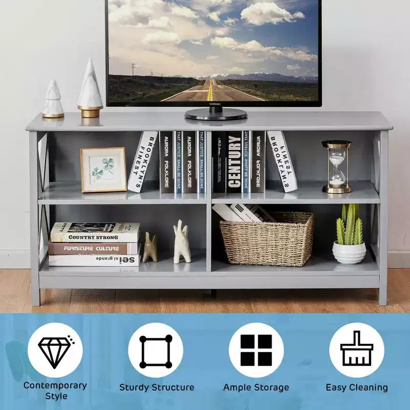 Meuble TV pour téléviseurs jusqu'à 55", avec étagères de rangement