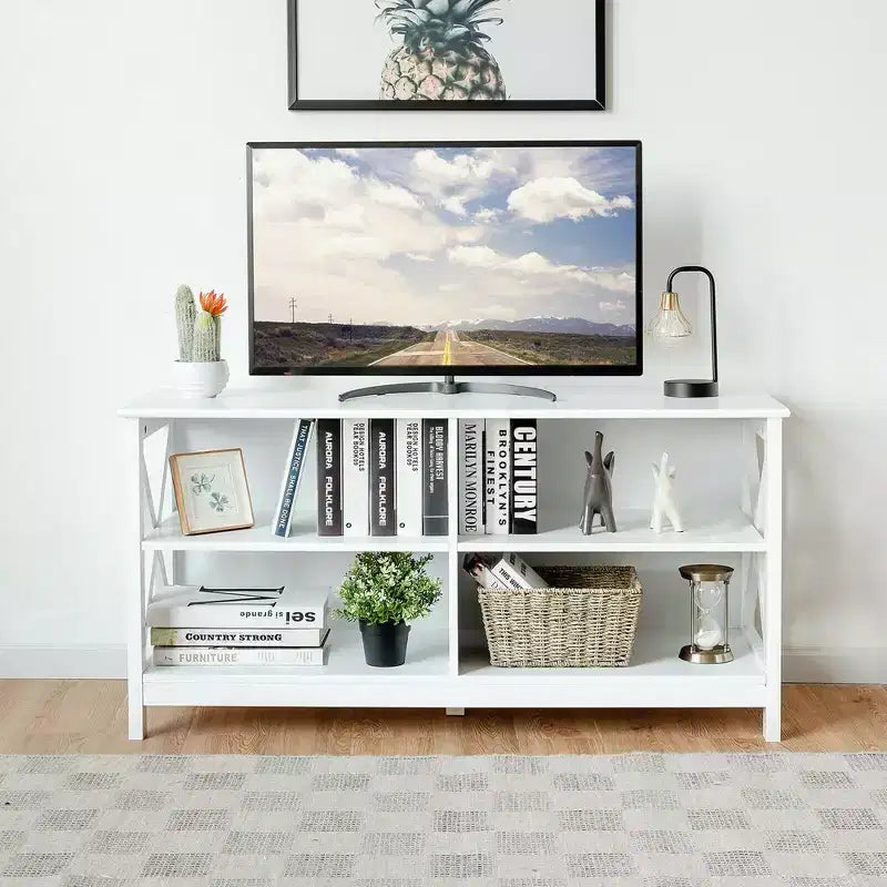 Meuble TV pour téléviseurs jusqu'à 55", avec étagères de rangement