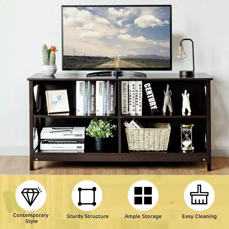 Meuble TV pour téléviseurs jusqu'à 55", avec étagères de rangement